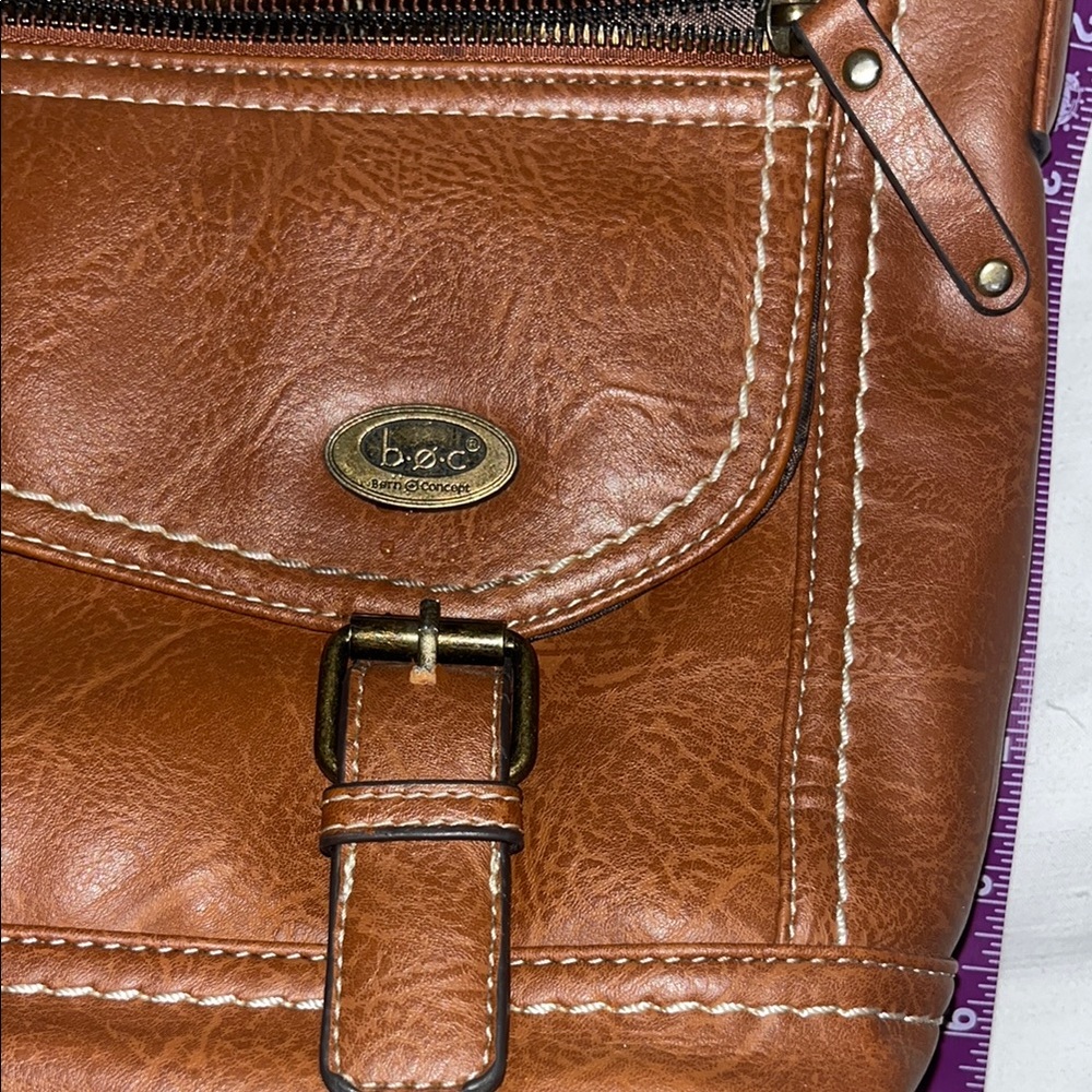 BOC BORN Brown vegan Leather Crossbody Bag EUC - Picture 4 of 11